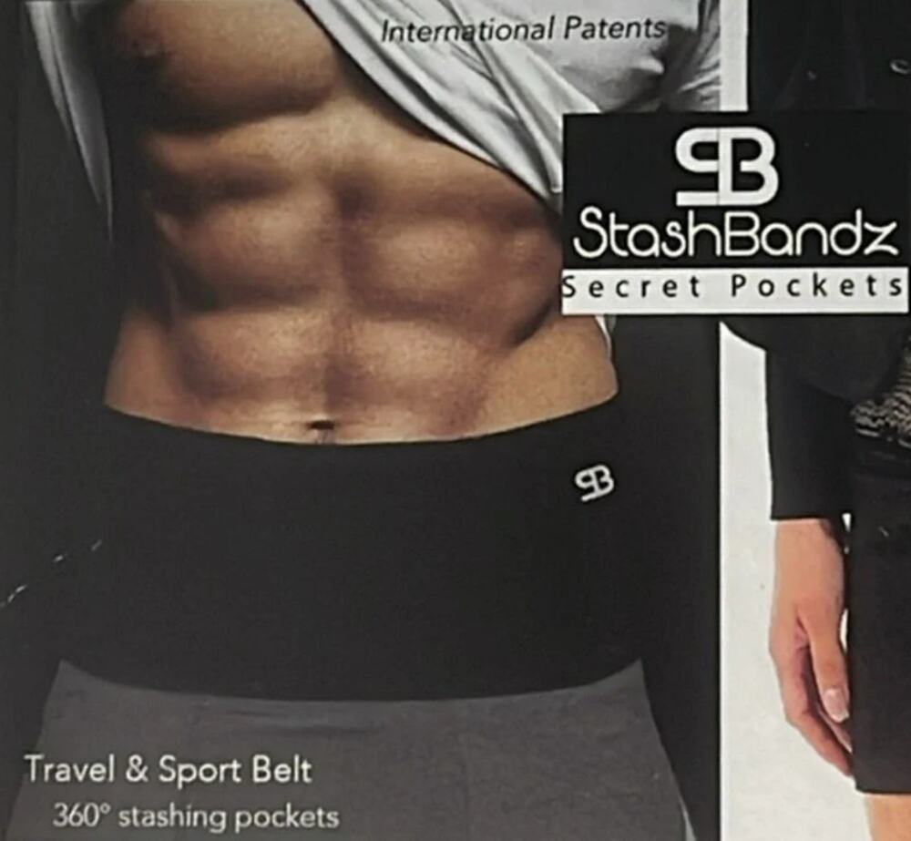 Stashbandz Grey Running Belt Travel Money Waist Pack Hidden Pockets Small
